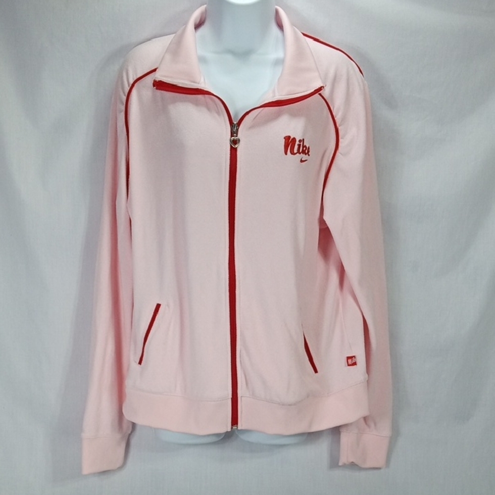 Nike Light Pink Bomber Jacket with Red Trim